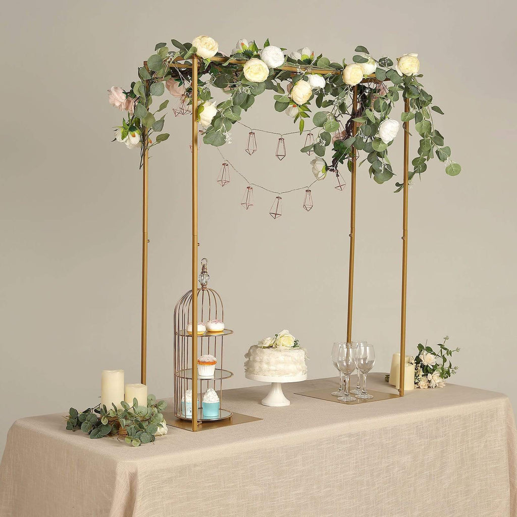 Gold 38 in Curvy Metal Flower Arch Display Stand Table Centerpiece