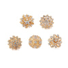 5 Gold Mandala Designs Rhinestones Assorted Floral Pins Brooches