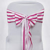 5 pcs Fuchsia / White Satin Stripes Chair Sashes