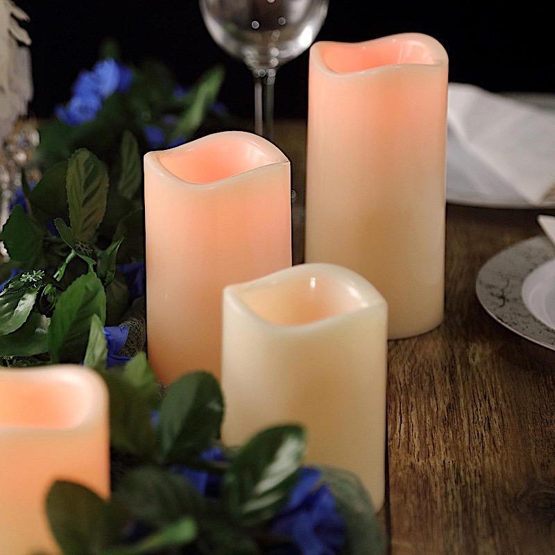 5 pcs Ivory LED Pillar Candles Lights with Remote Control