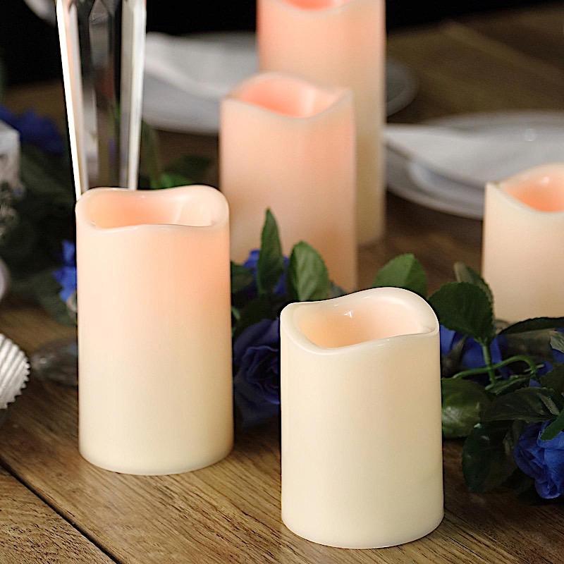 5 pcs Ivory LED Pillar Candles Lights with Remote Control
