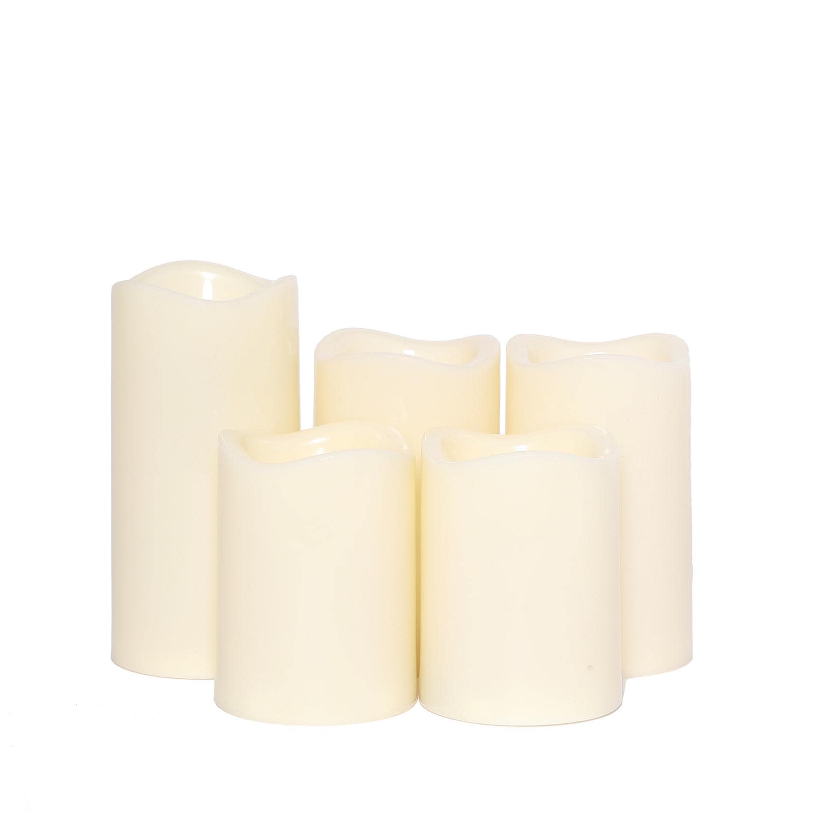 5 pcs Ivory LED Pillar Candles Lights with Remote Control