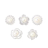 5 Silver Flowers Rhinestones with Pearls Assorted Pins Brooches