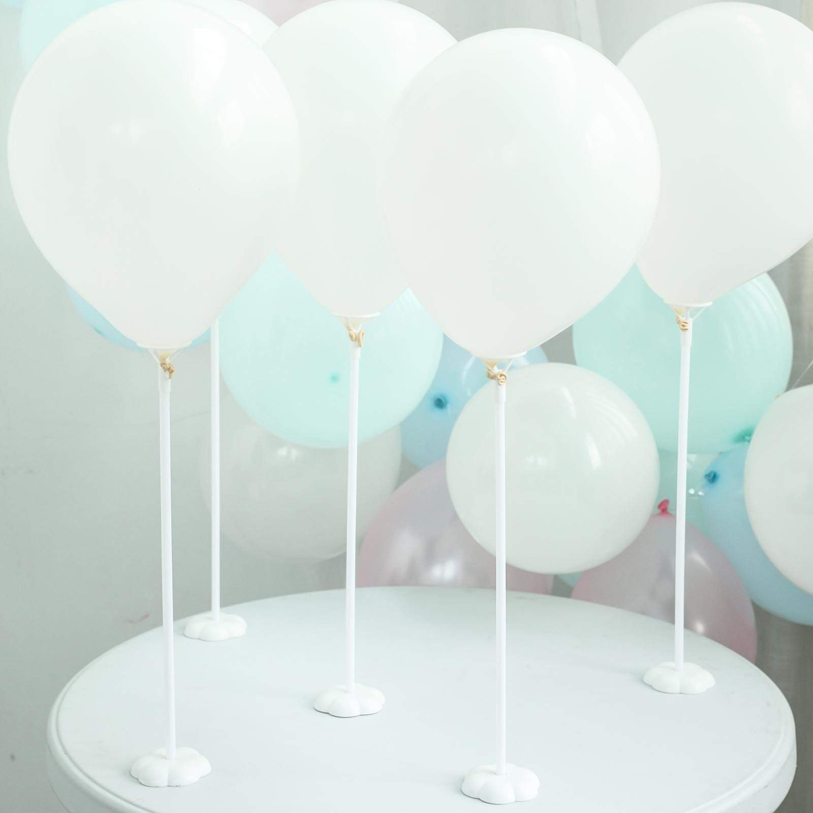 5 White 17 in tall Balloons Column Stand Sticks Holders