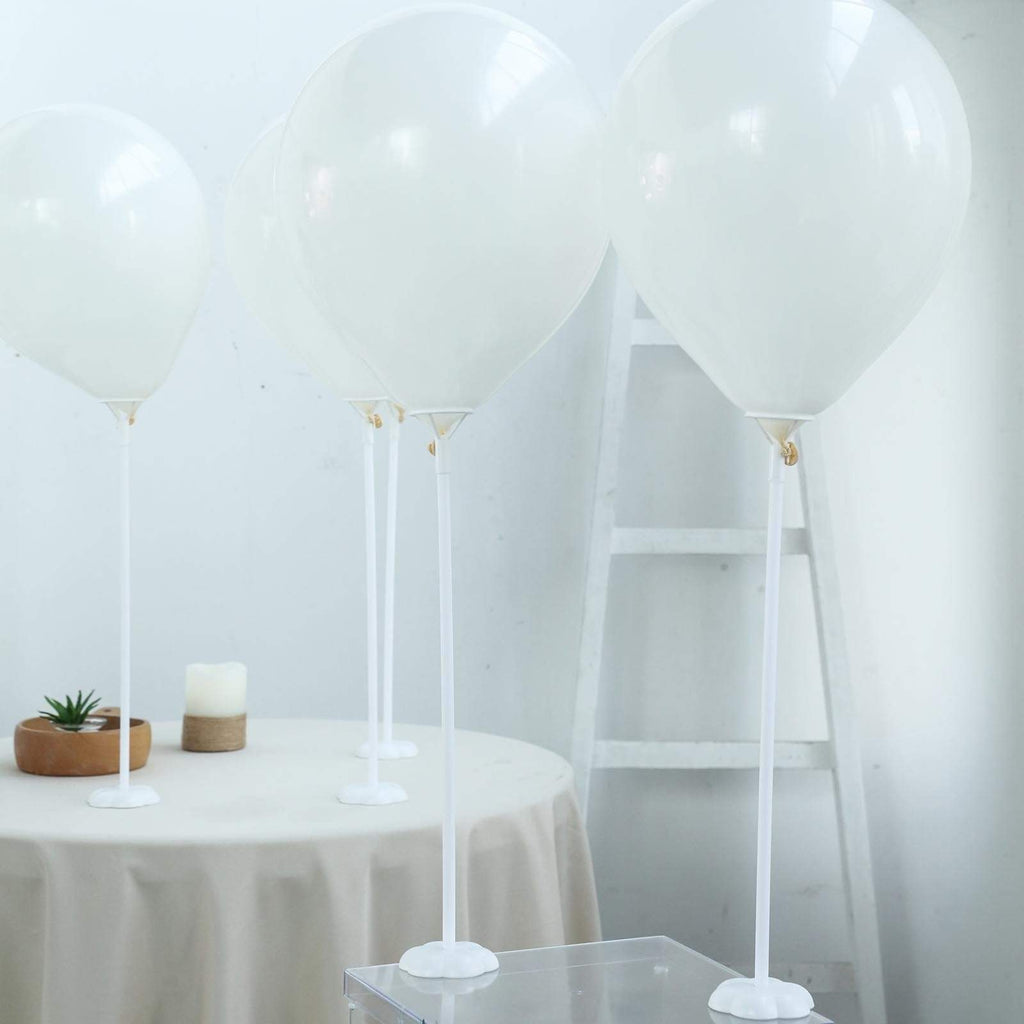 5 White 17 in tall Balloons Column Stand Sticks Holders
