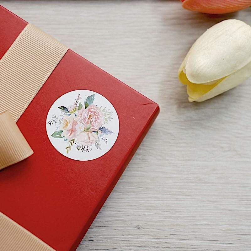 500 Assorted Round Floral Baby Shower Stickers Roll