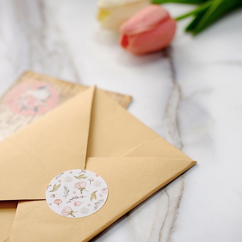 500 Assorted Round Floral Baby Shower Stickers Roll