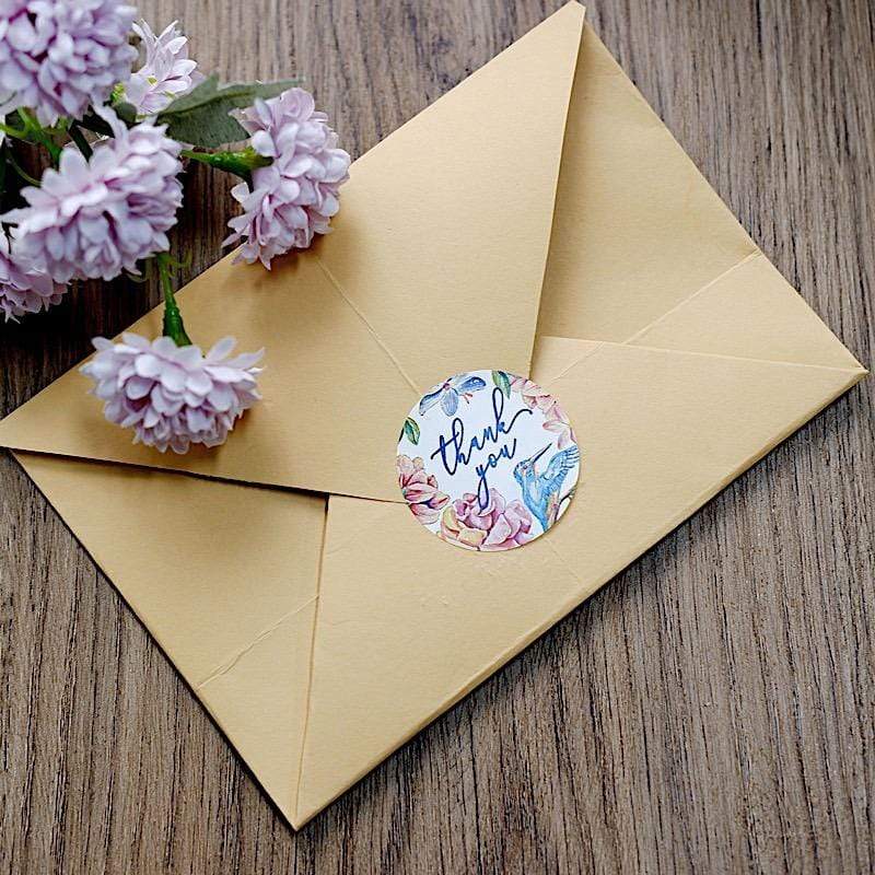 500 Assorted Thank You 1.5 in Round Tropical Floral Stickers Roll