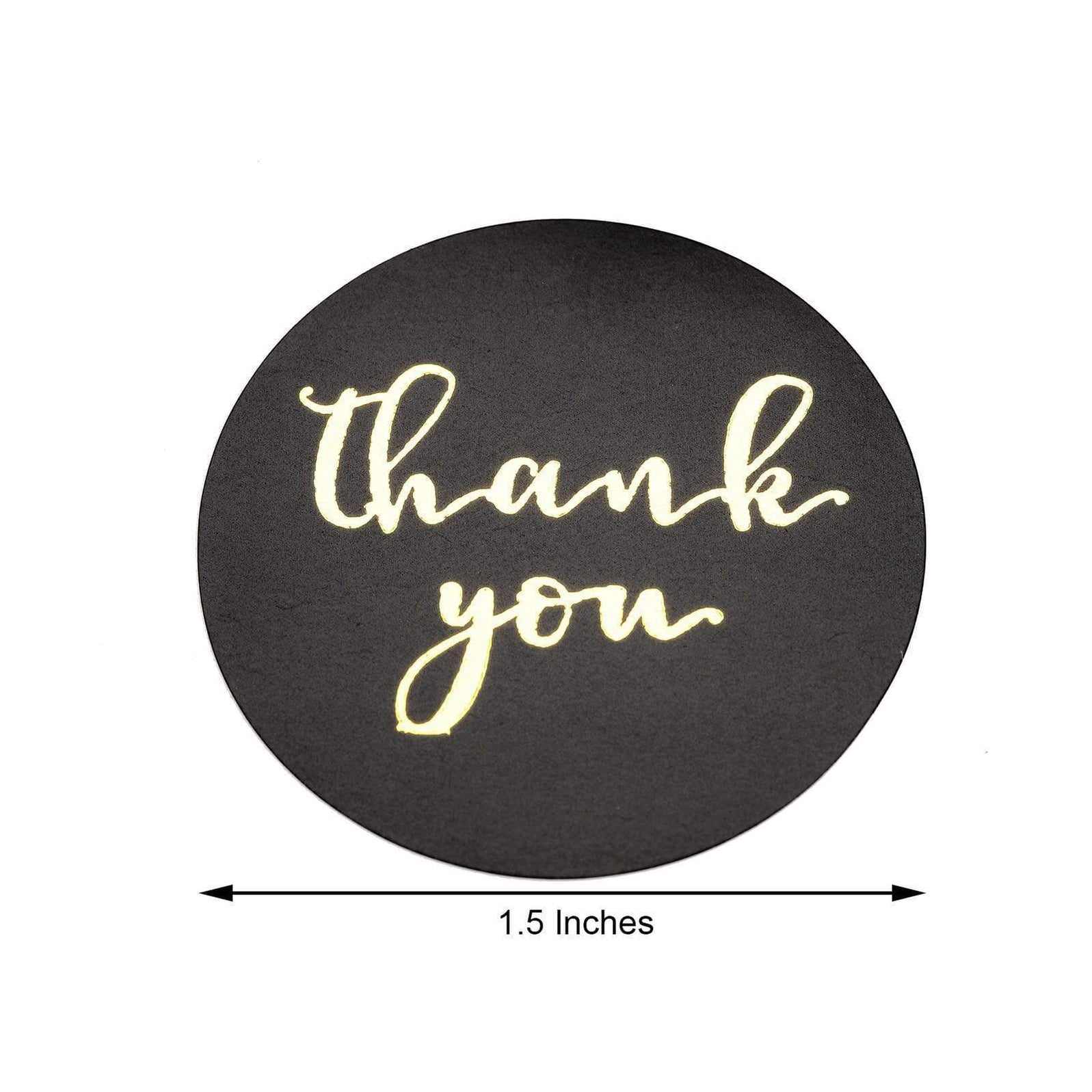 500 Black with Gold Thank You 1.5 in Round Stickers Roll – Balsa Circle ...