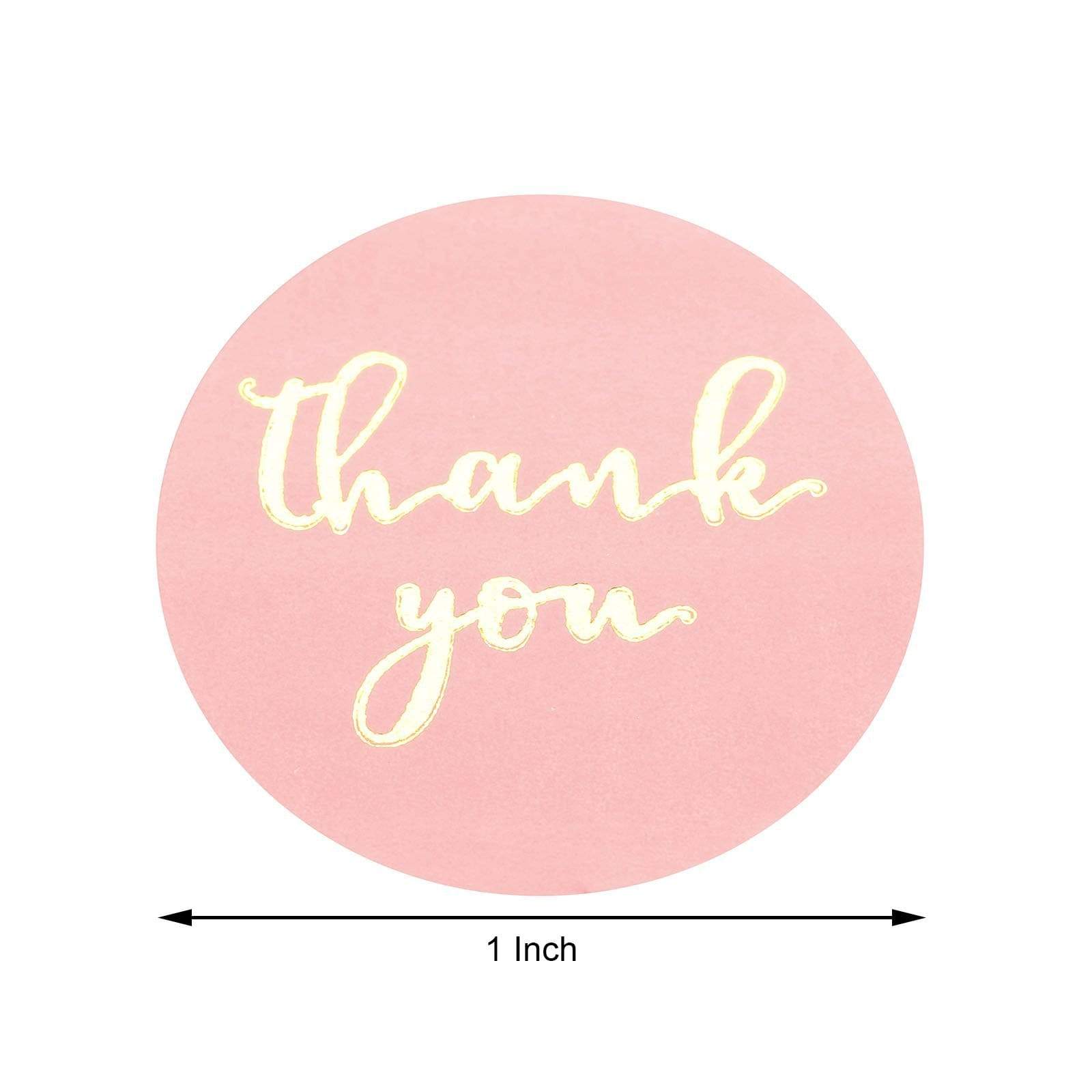 500 Blush with Gold Thank You 1 in Round Stickers Roll