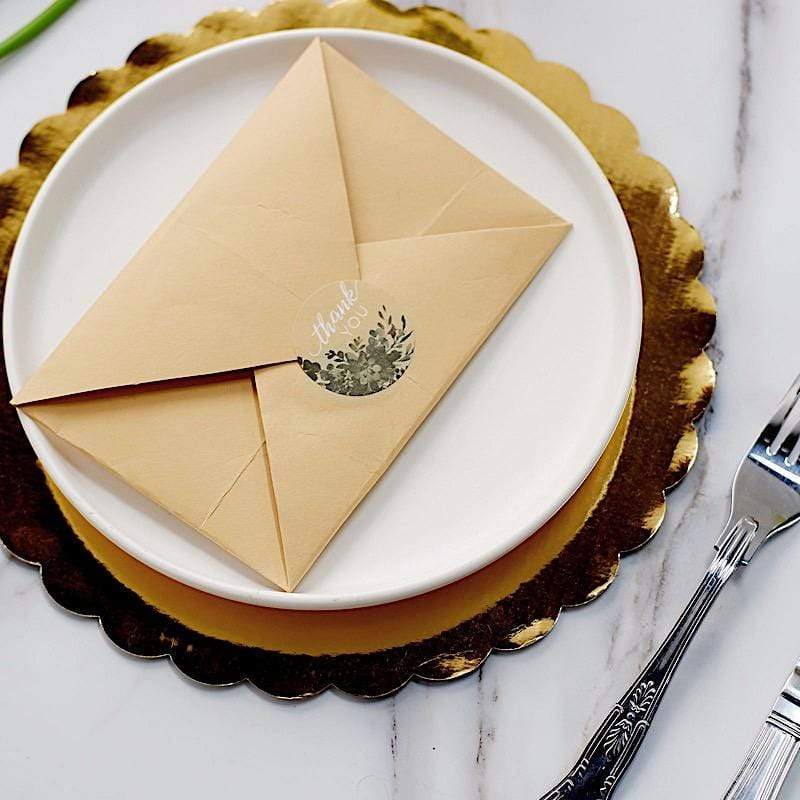 500 Natural and White Thank You 1.5 in Round with Greenery Stickers Roll
