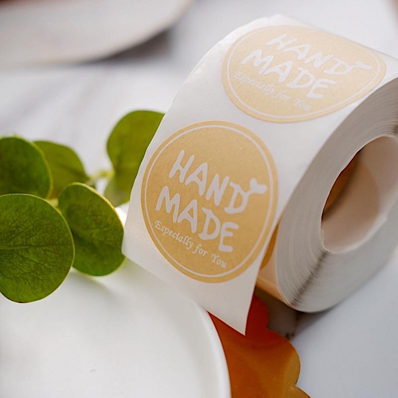 500 Natural with White Handmade Especially For You 2 in Round Stickers Roll