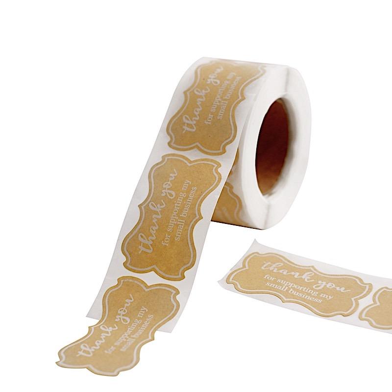 500 Natural with White Thank You For Supporting My Small Business 2 in Stickers Roll