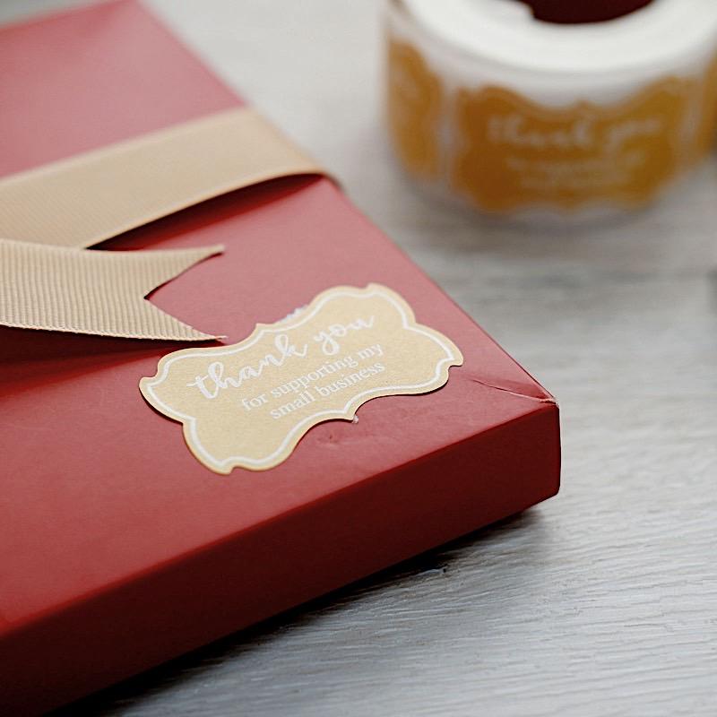 500 Natural with White Thank You For Supporting My Small Business 2 in Stickers Roll