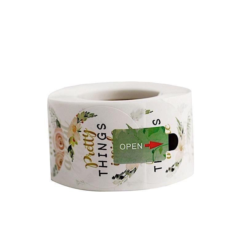 500 White Gold Black Assorted Words 1.5 in Stickers Roll