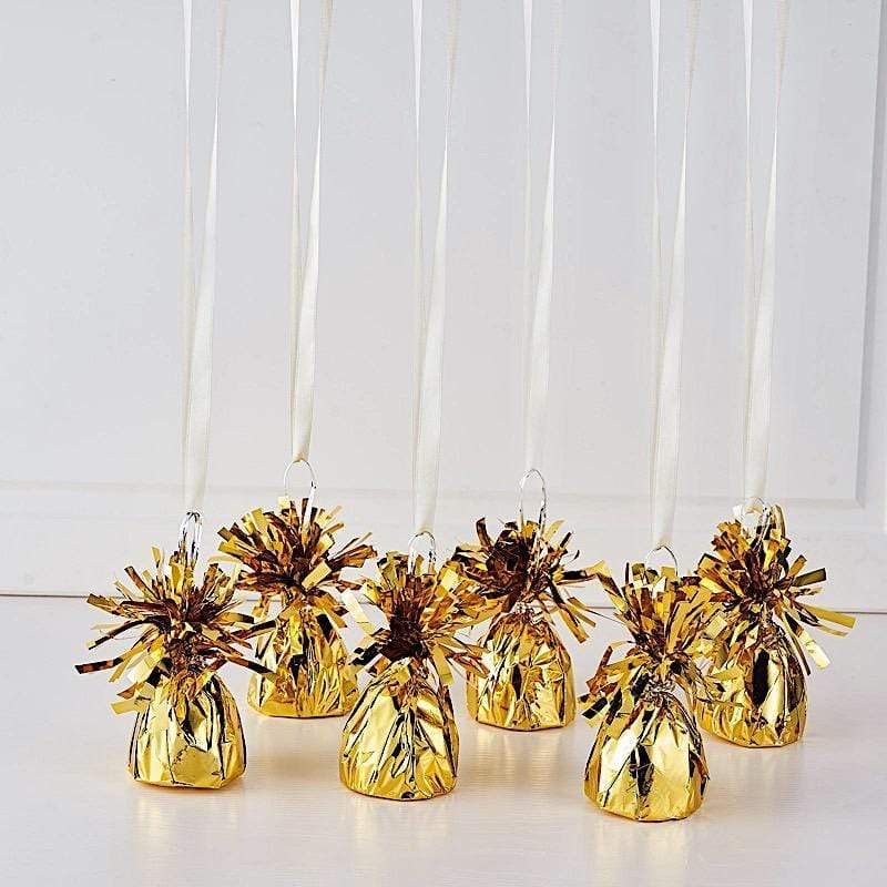 6 Metallic Gold Foil Balloon Weights Wedding Decorations