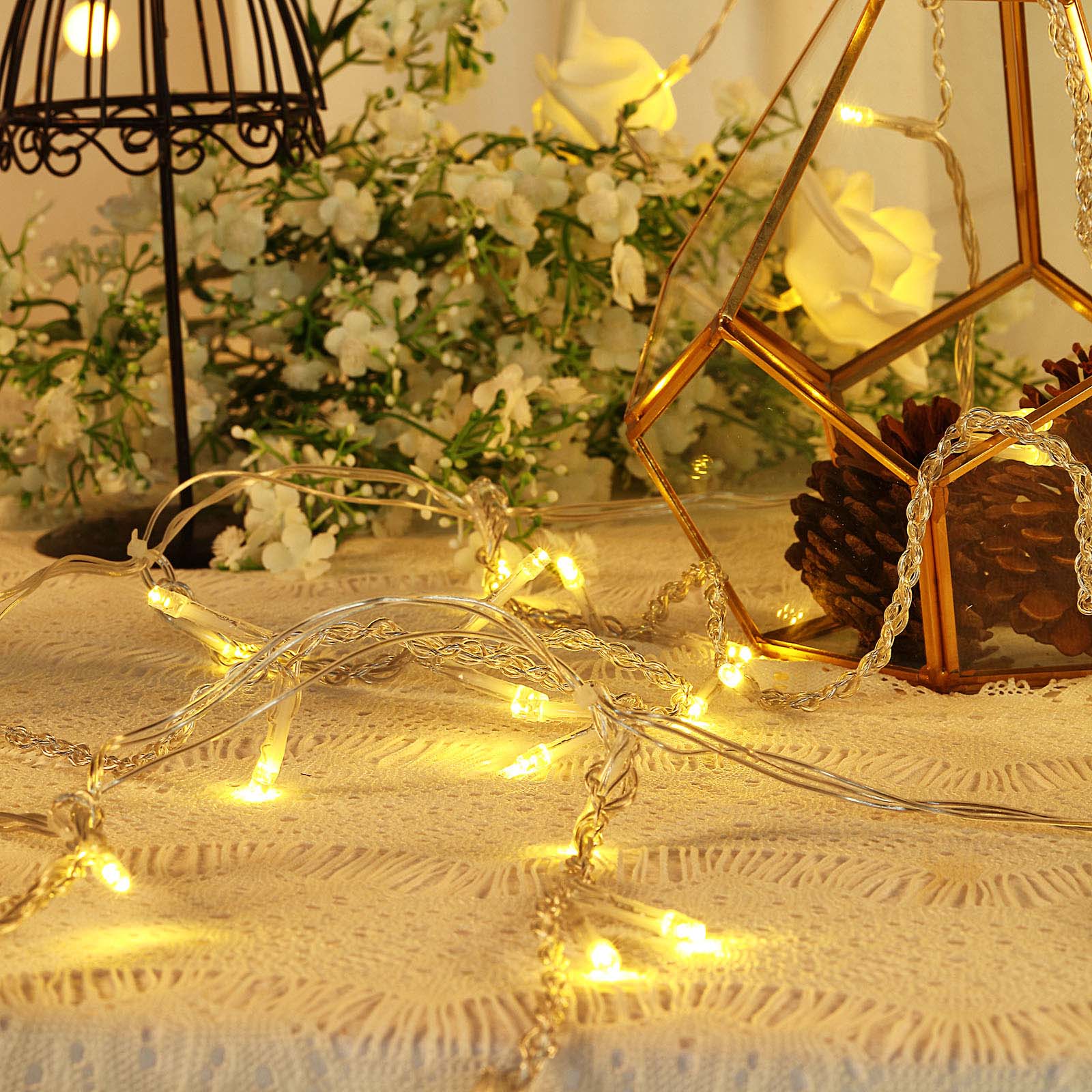 60x36 in Warm White LED Battery Operated Fairy Lights Backdrop Garland