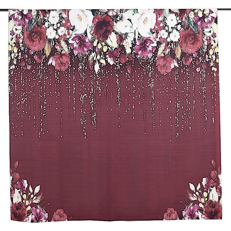 8 ft Vinyl Photography Background Burgundy Roses Printed Party Backdrop