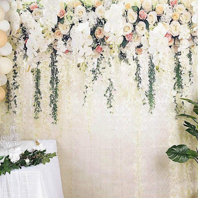 8 ft Vinyl Photography Background White Roses Printed Party Backdrop ...