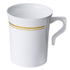 8 pcs 8 oz. Gold Rim on White Glossy Plastic Cups