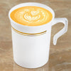 8 pcs 8 oz. Gold Rim on White Glossy Disposable Plastic Party Cups