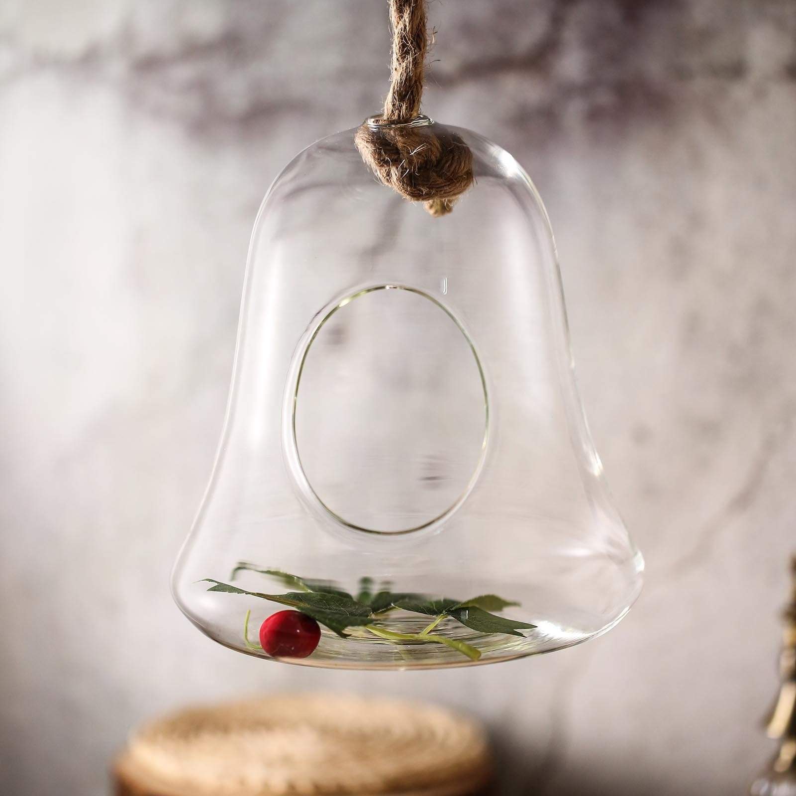 9 in tall Clear Bell Glass Hanging Terrarium