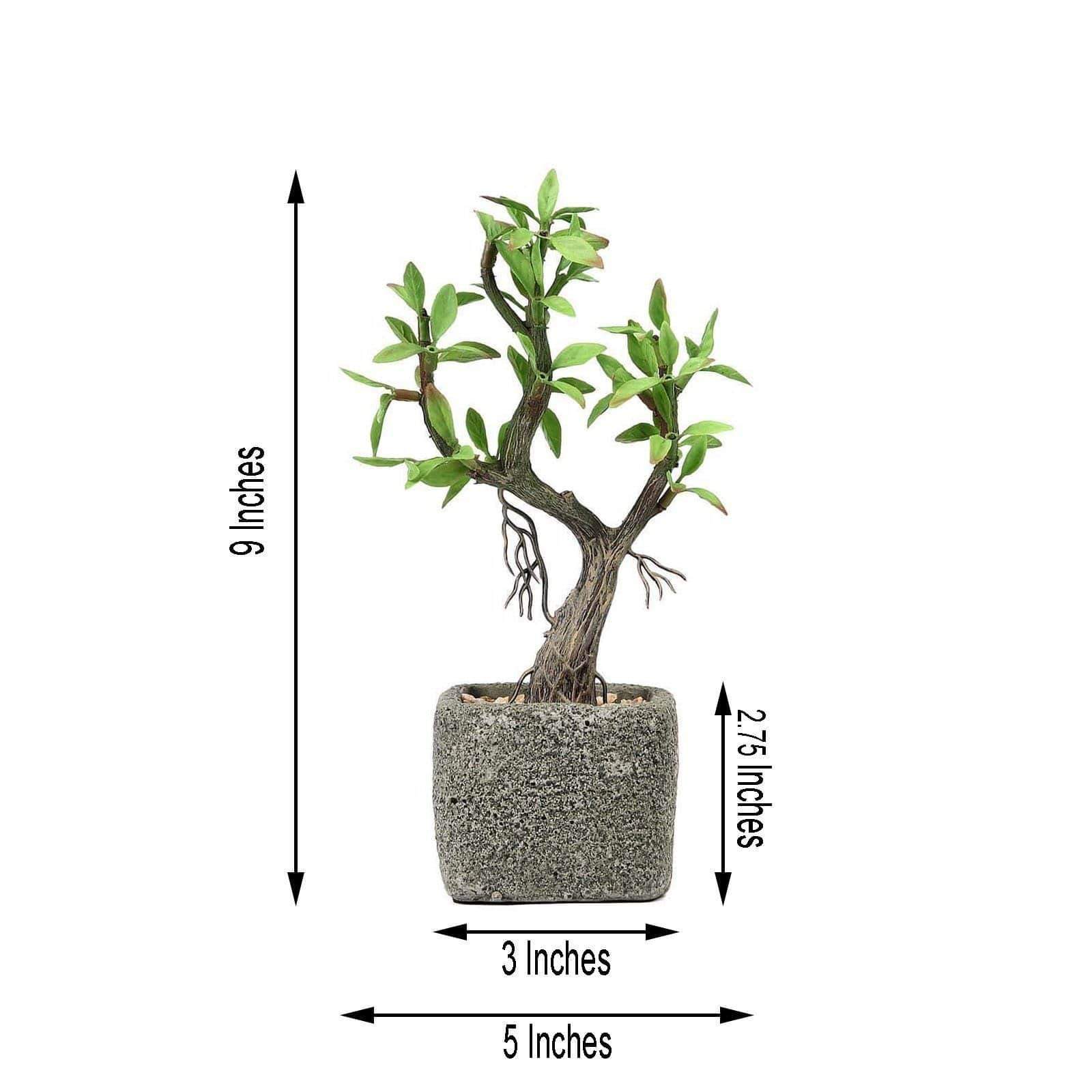 9 in tall Concrete Planter Pot with Green Artificial Mini Willow Tree