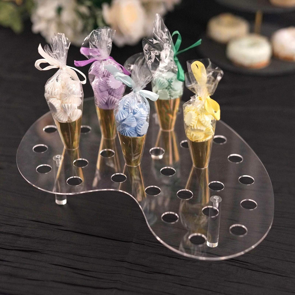 16 Mini Ice Cream Cone Holder Party Favor Display Stand - Clear
