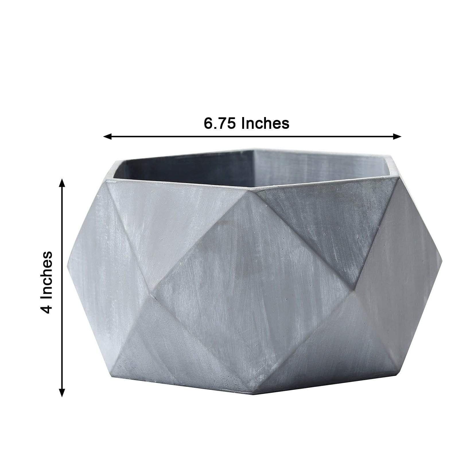 Gray 4 in tall Concrete Flower Plant Pot Geometric Mini Planter