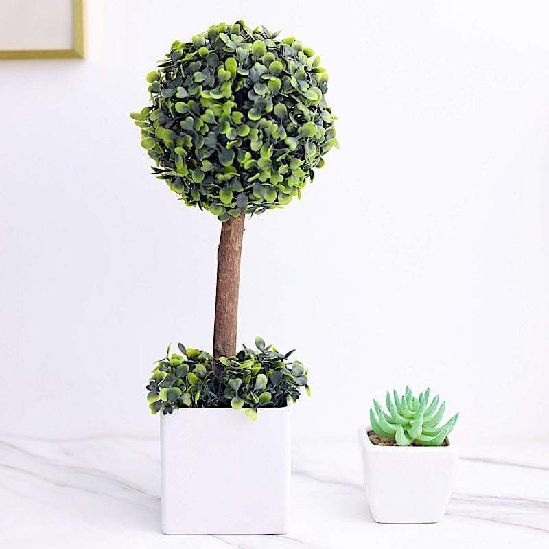 Tall Assorted Faux Greenery - White Modern Pot