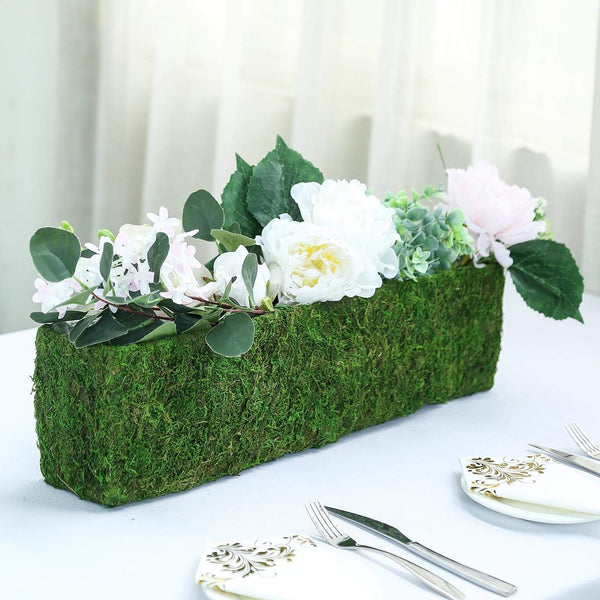 Green Natural Moss Rustic Rectangular Planter Box Centerpiece