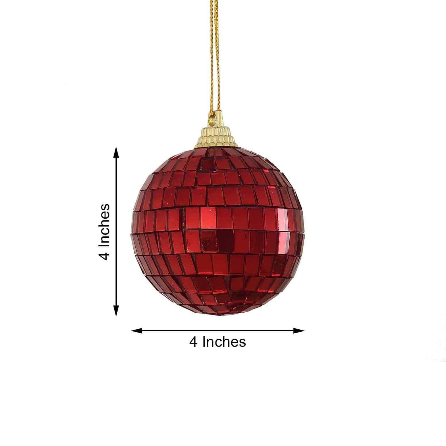 4 pcs 4 in wide Glass Hanging Party Disco Mirror Balls