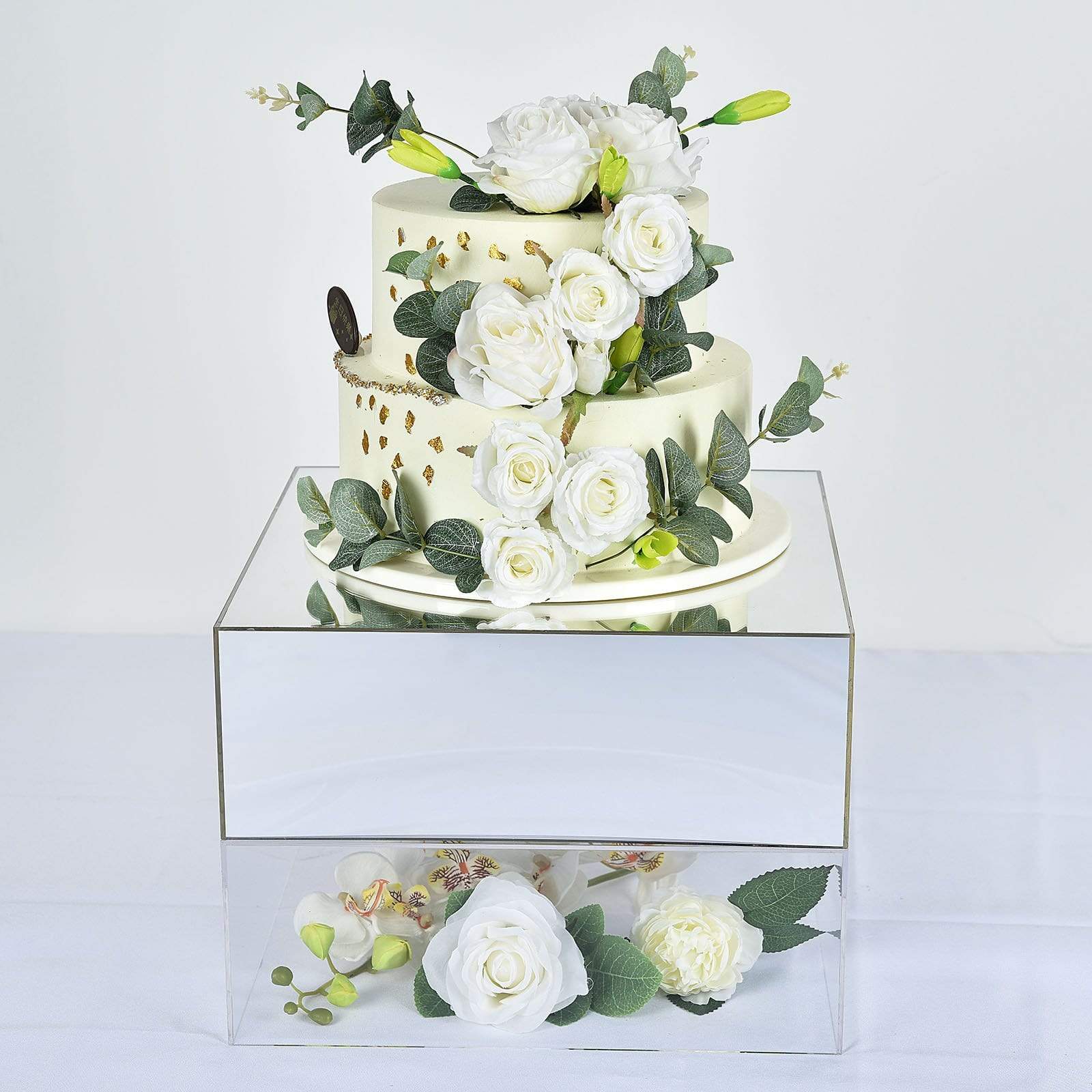 14 in Mirror Acrylic Display Box Cake Stand Centerpiece Pedestal Riser