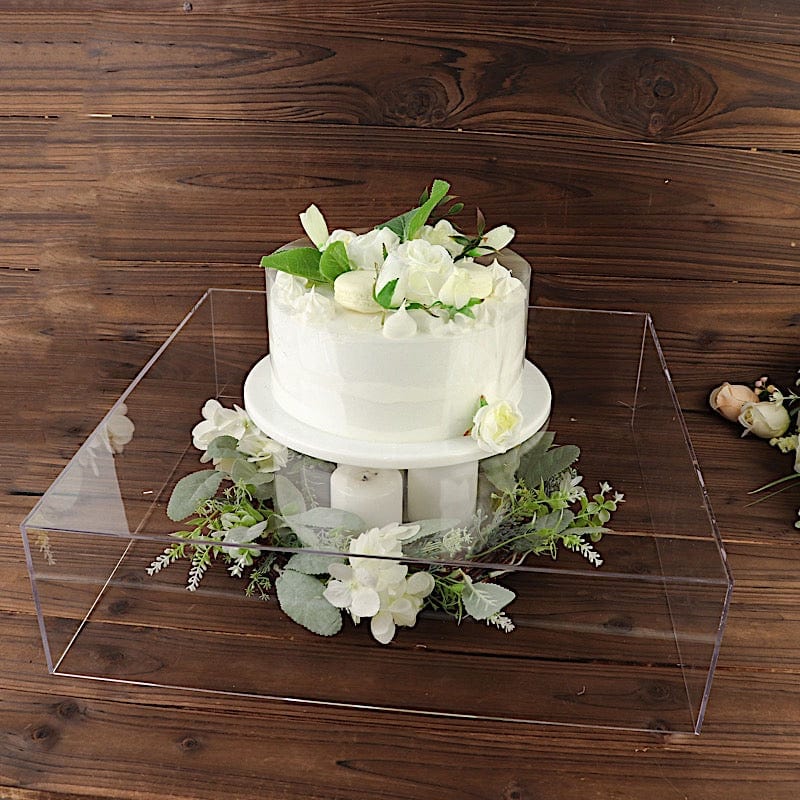 18x18 in Acrylic Display Box Cake Stand Centerpiece Pedestal Riser ...