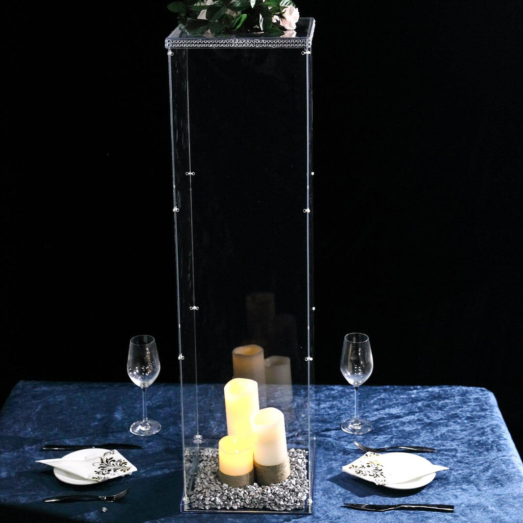 40-Inch Clear Acrylic Display Box – Floor Standing Centerpiece For Weddings & Decor