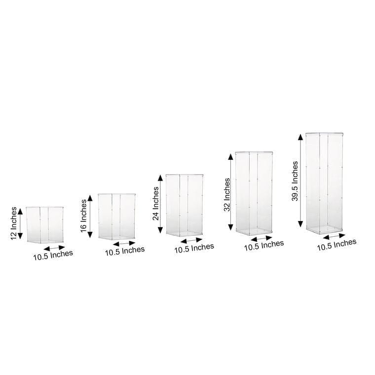 5 Acrylic Display Boxes Centerpieces Pedestal Riser Columns