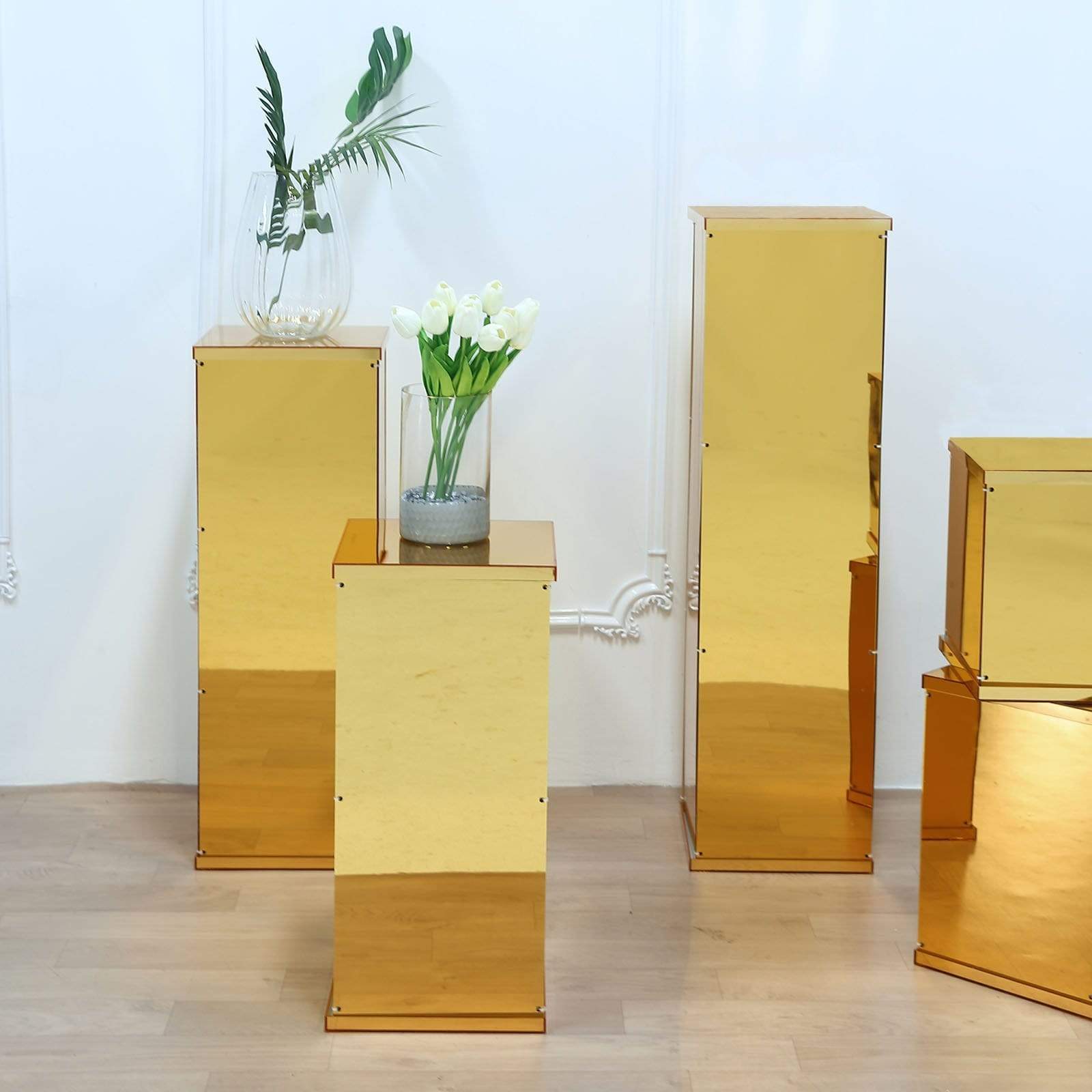 5 Acrylic Display Boxes Centerpieces Pedestal Riser Columns