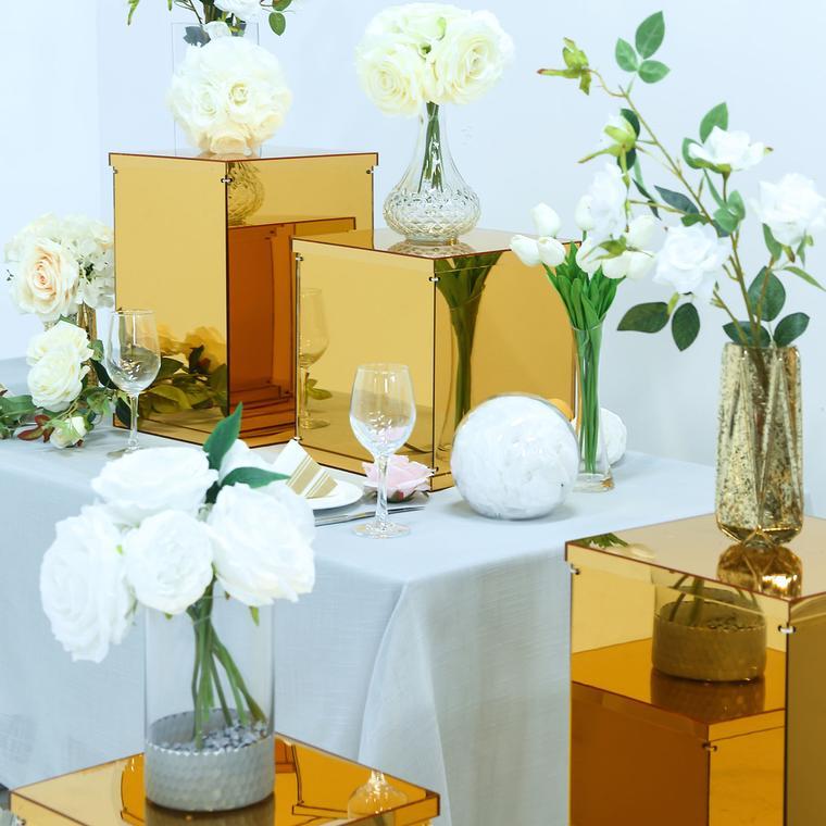 5 Acrylic Display Boxes Centerpieces Pedestal Riser Columns