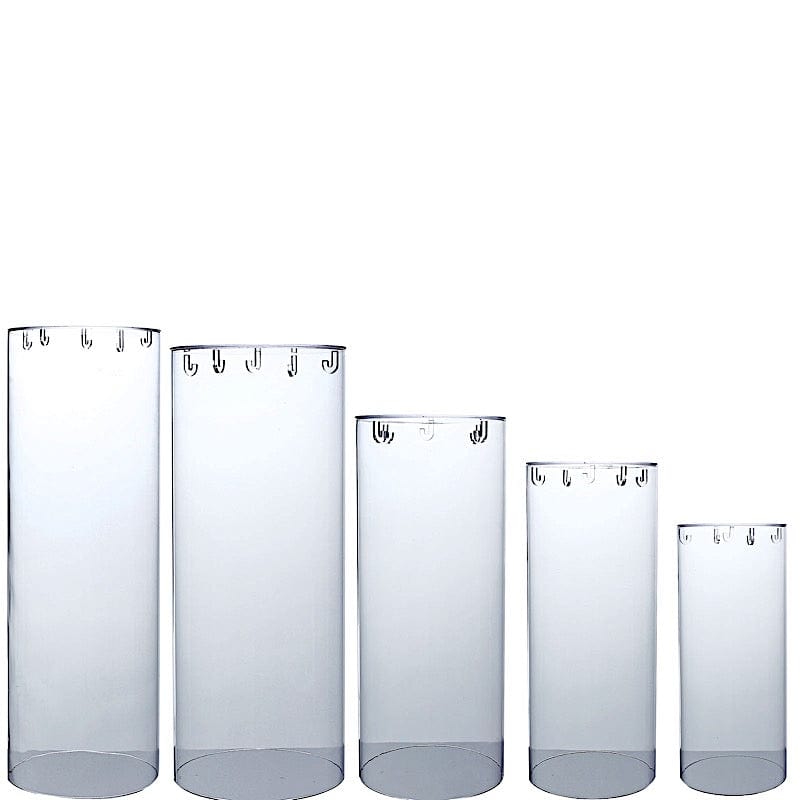 5 Clear Cylinder Acrylic Stands Display Boxes Pedestal Riser Columns ...