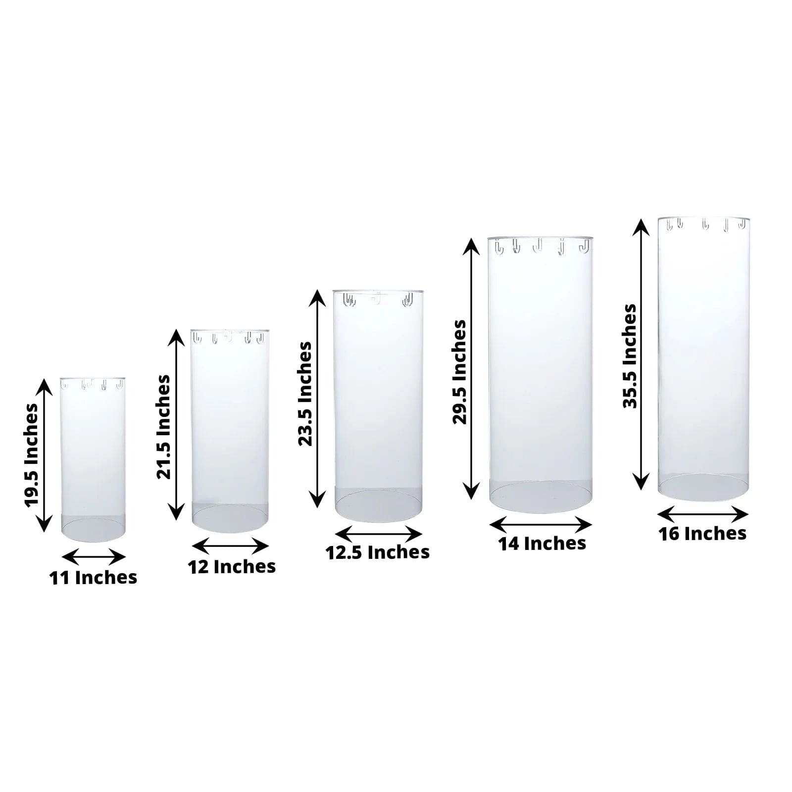 5 Clear Cylinder Acrylic Stands Display Boxes Pedestal Riser Columns