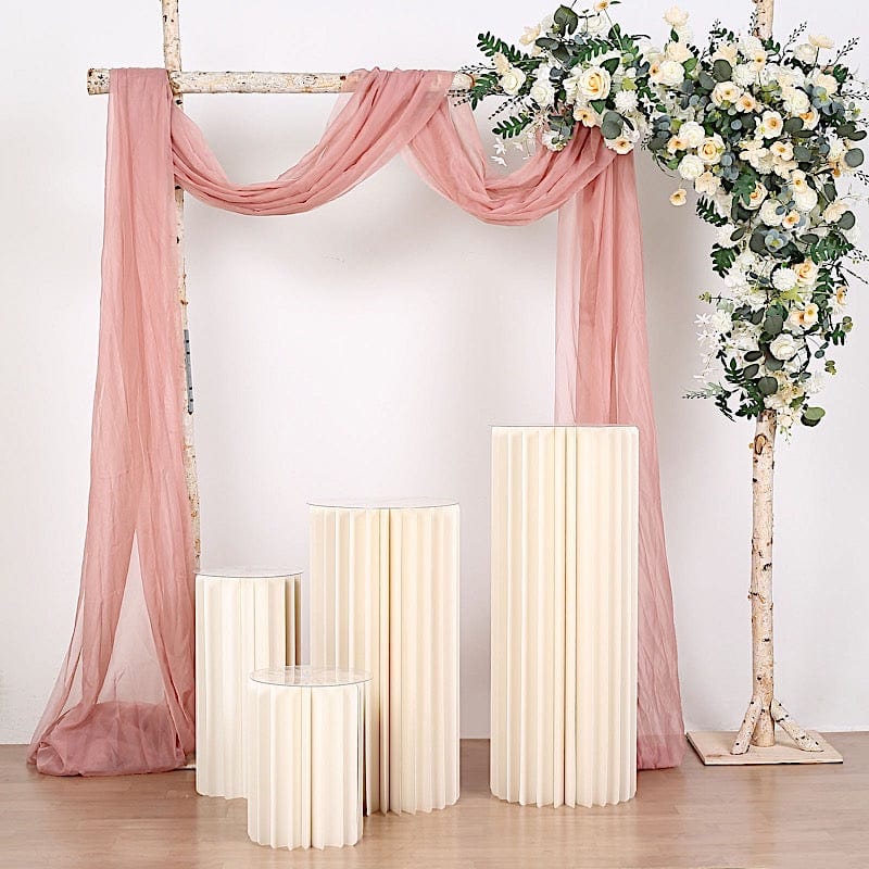 Ivory Cardboard Display Stand DIY Folding Accordion Pillar Pedestal Box