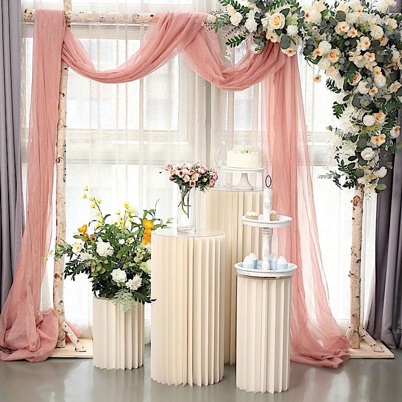 Ivory Cardboard Display Stand DIY Folding Accordion Pillar Pedestal Box