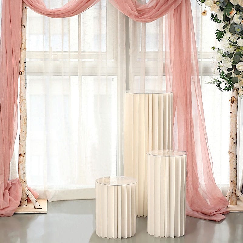 Ivory Cardboard Display Stand DIY Folding Accordion Pillar Pedestal Box
