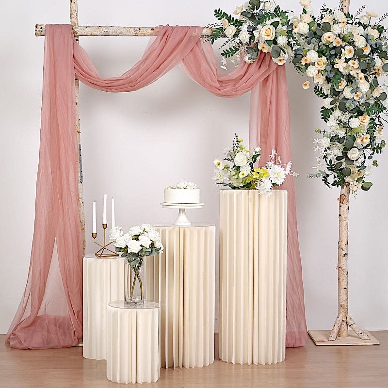 Ivory Cardboard Display Stand DIY Folding Accordion Pillar Pedestal Box