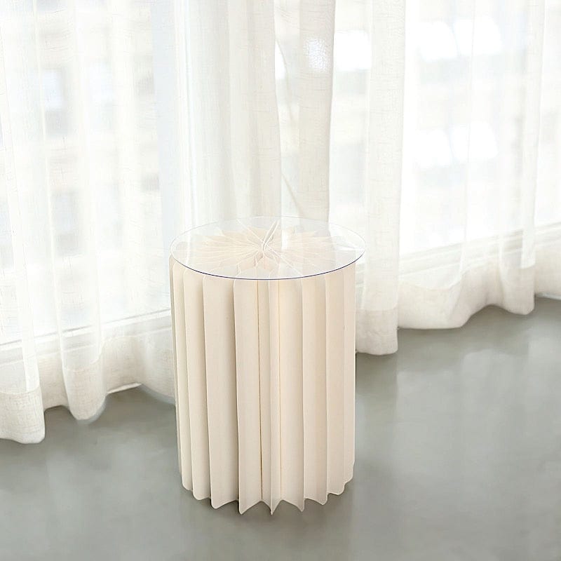 Ivory Cardboard Display Stand Folding Accordion Pillar Pedestal Box ...