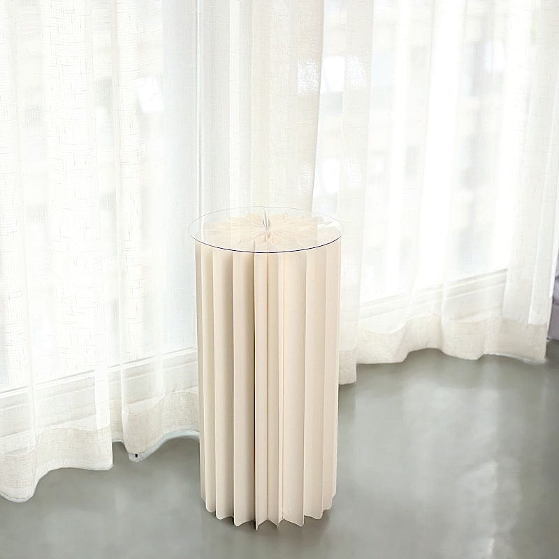 Ivory Cardboard Display Stand DIY Folding Accordion Pillar Pedestal Box