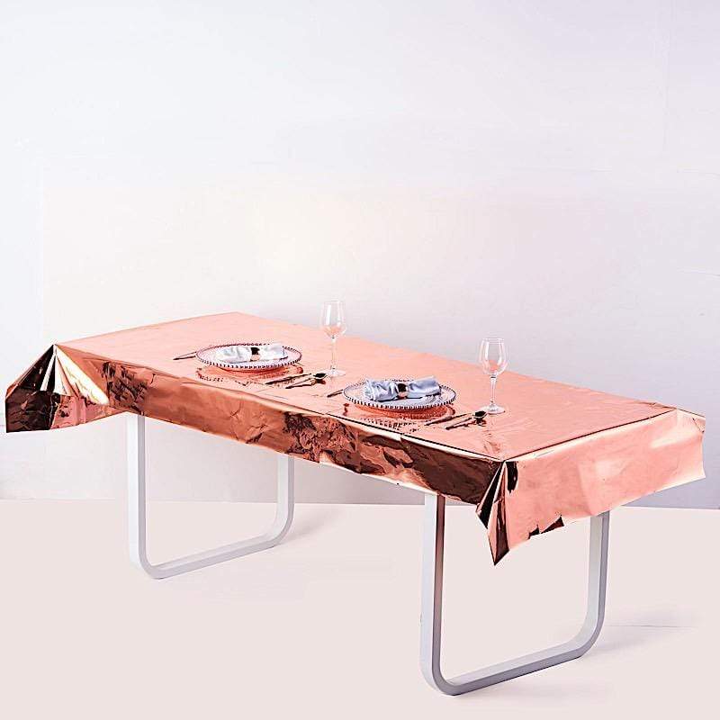 40x90 in Metallic Rectangular Disposable Plastic Tablecloth