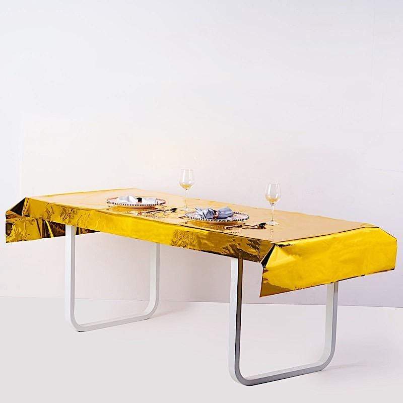 40x90 in Metallic Rectangular Disposable Plastic Tablecloth