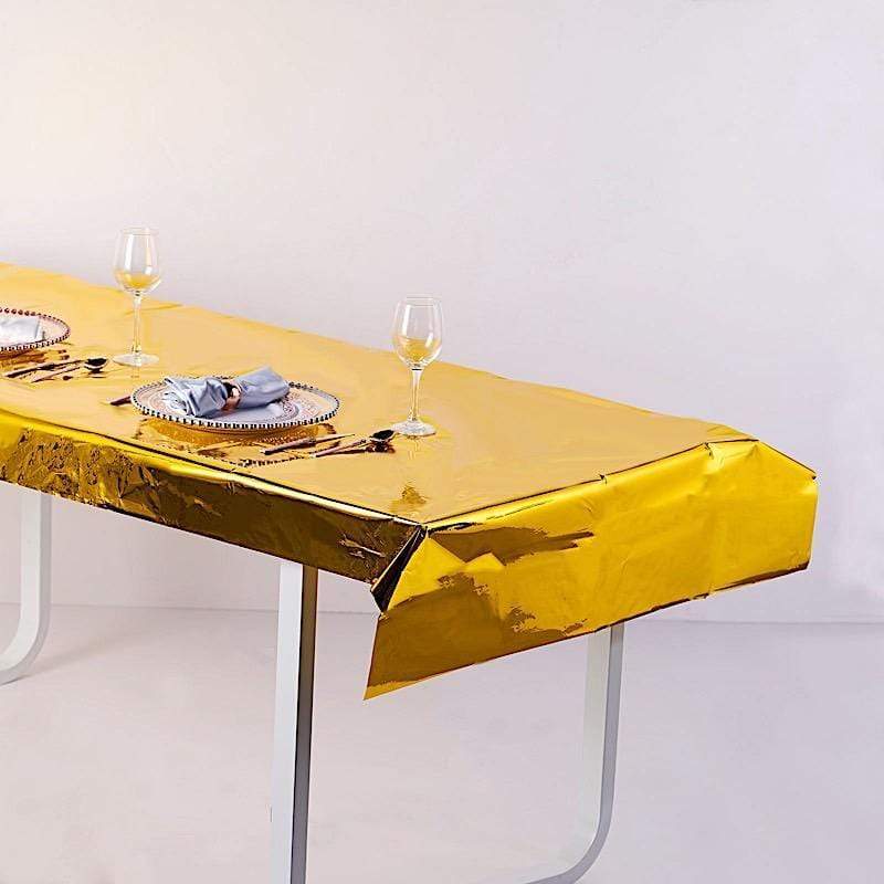 40x90 in Metallic Rectangular Disposable Plastic Tablecloth