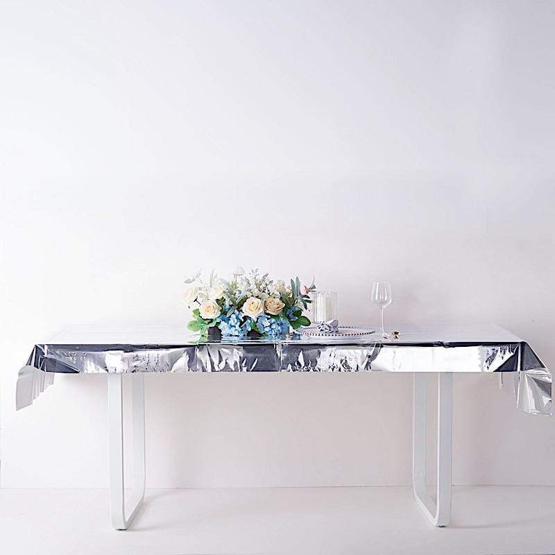 40x90 in Metallic Rectangular Disposable Plastic Tablecloth